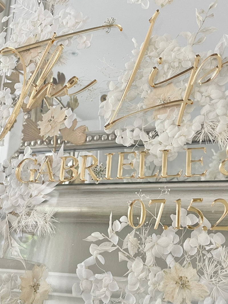 Large Acrylic Welcome Sign with Dried Pressed Flowers