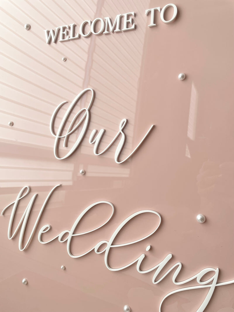 Frosted Acrylic Welcome Sign with Pearls