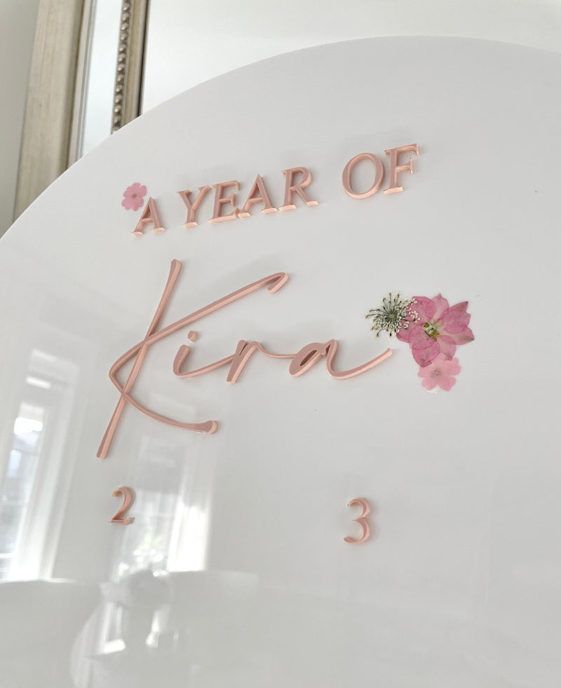 Arch White Acrylic 'A Year of' Milestone Sign