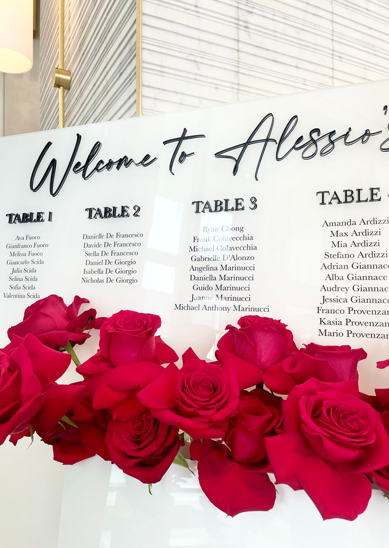 Acrylic Flower Box Seating Chart Sign