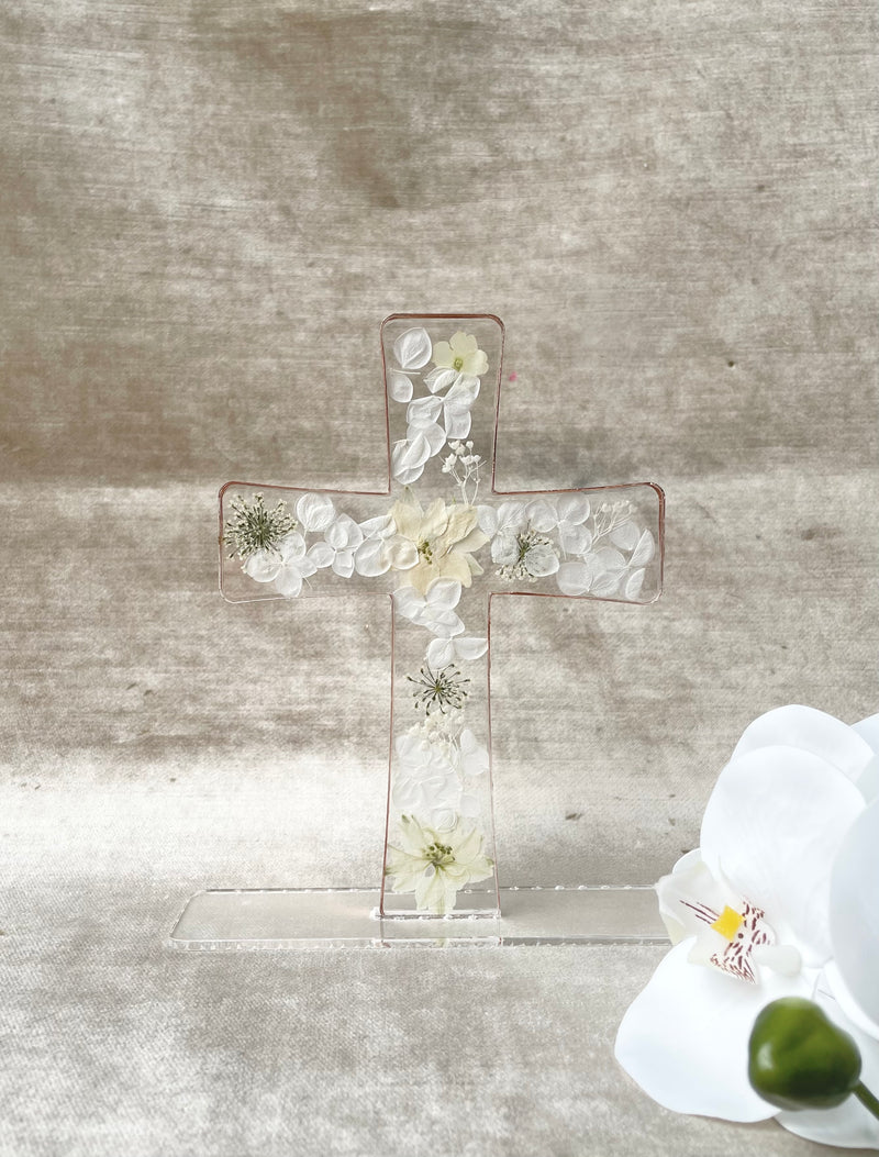 Dried Floral Acrylic Cross