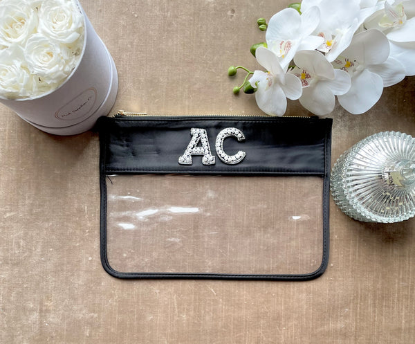 Nylon Clear & Black Pouch with Patches