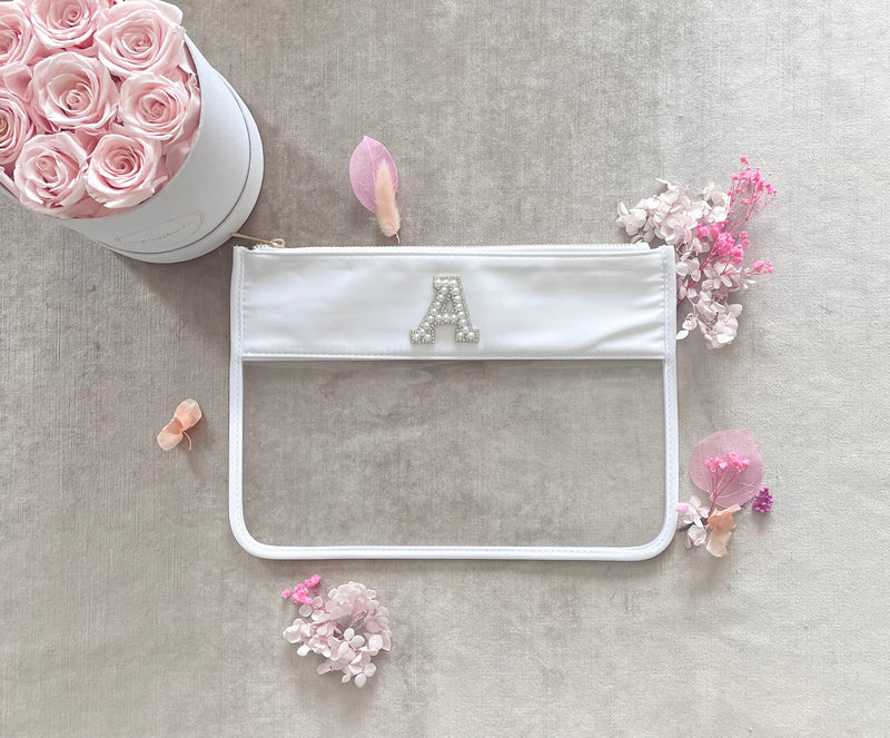 Nylon Clear & White Pouch with Patches