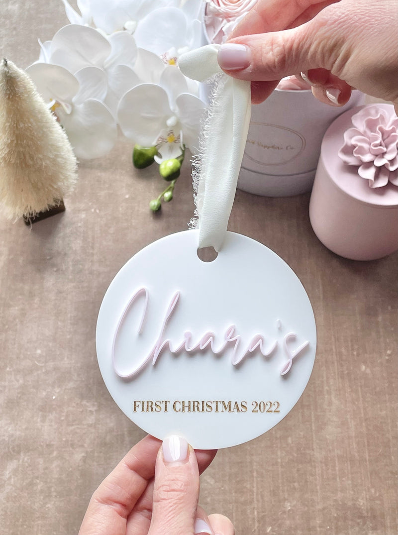 Engraved Acrylic Ornament with Dried Florals