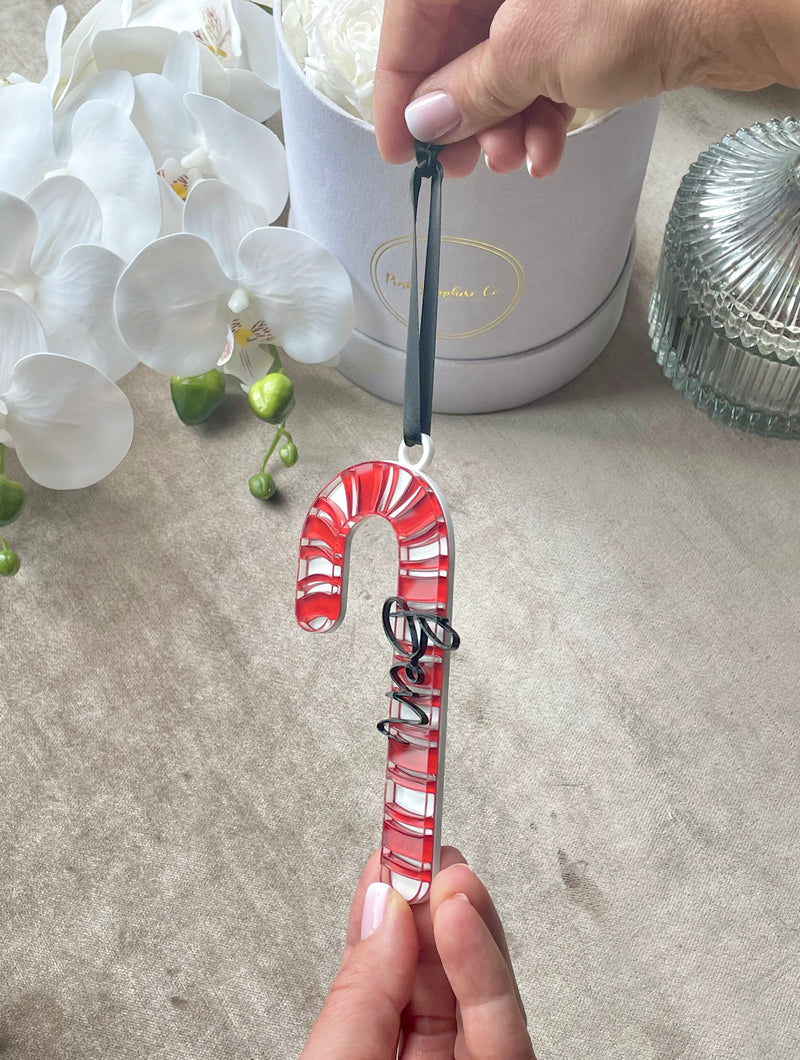 Personalized Acrylic Candy Cane Ornament