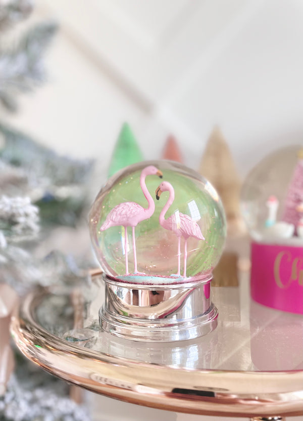 Flamingo Glitter Snow Globe