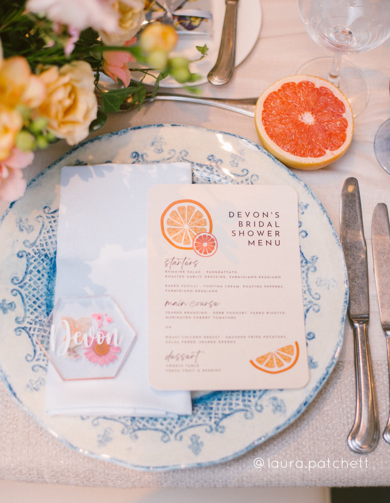 Hexagon Place Cards with Dried Florals