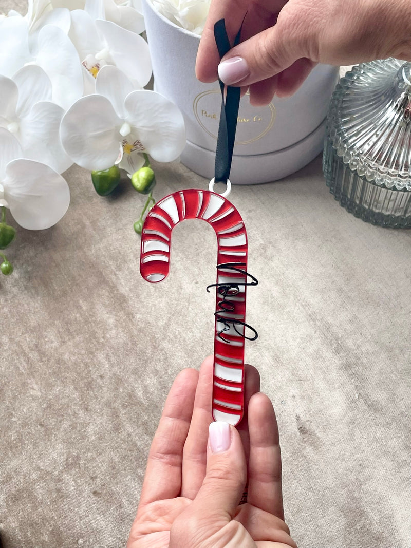 Personalized Acrylic Candy Cane Ornament