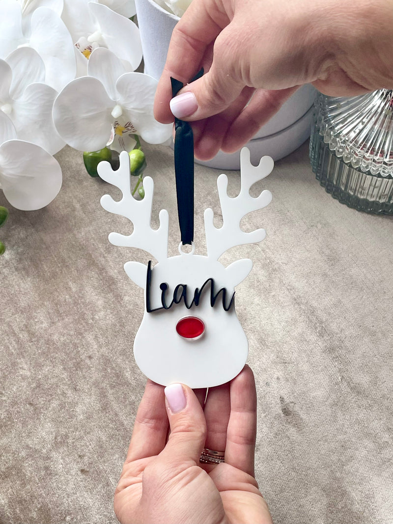 Personalized Acrylic Reindeer Ornament