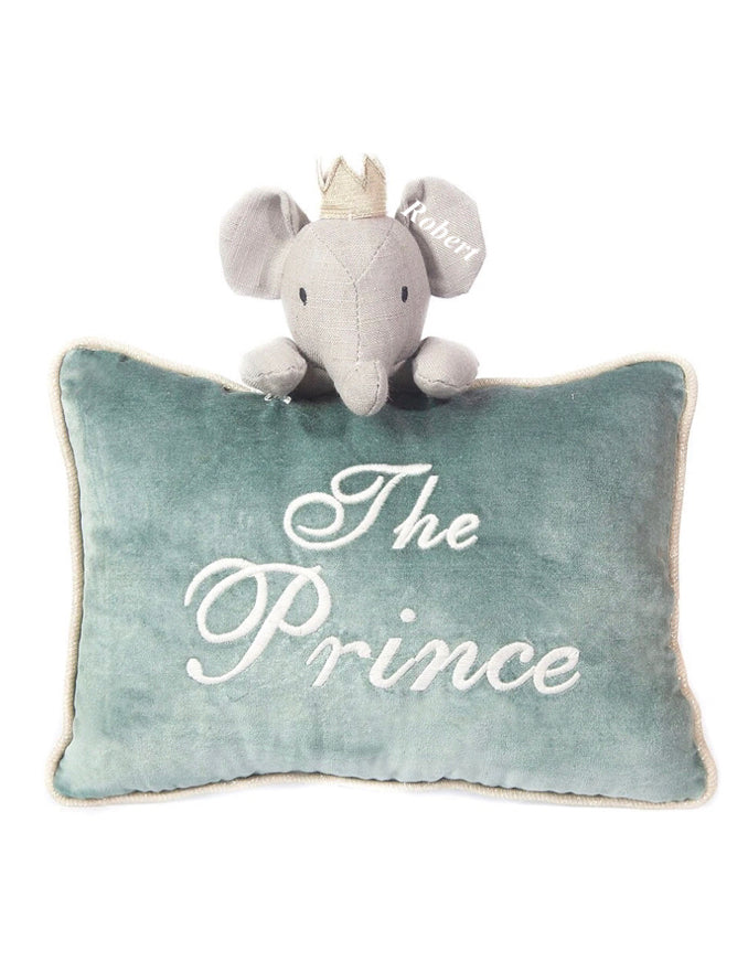 'The Prince' Blue Velvet Accent Pillow